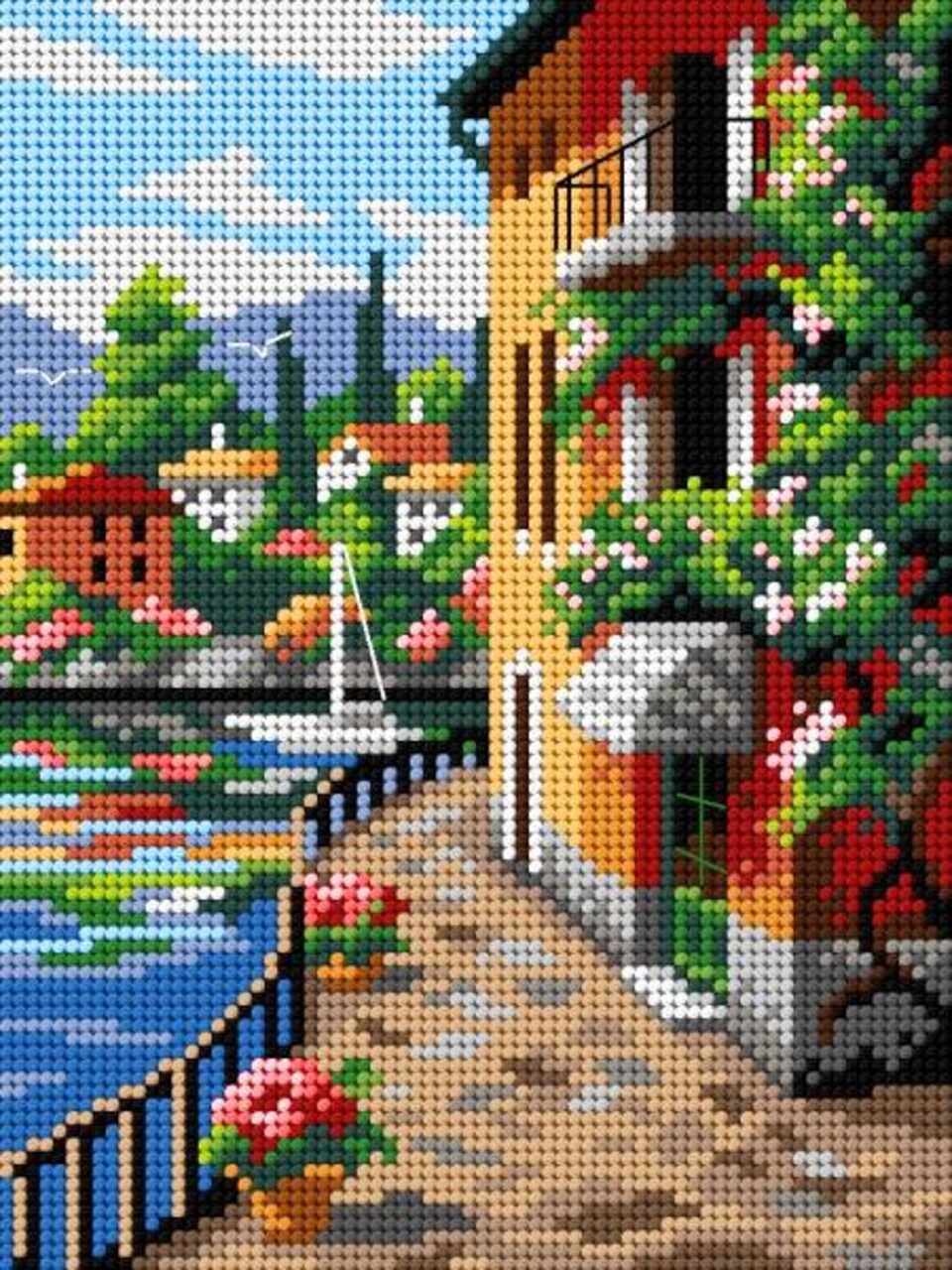 Needlepoint canvas for halfstitch without yarn Sunny Seaside 3189F -  Printed Tapestry Canvas